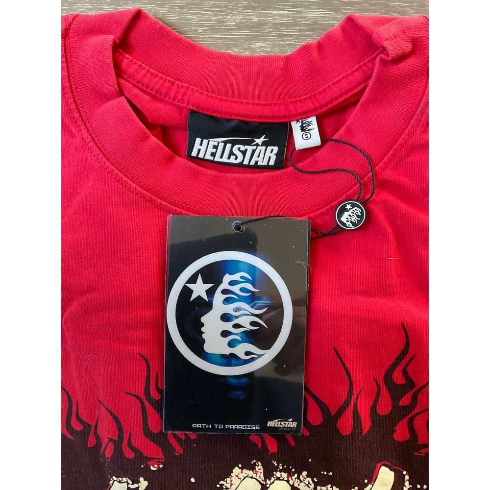 Hellstar Records Bleached‎ Graphic T-Shirt Red Small New With Tags - Picture 5 of 8